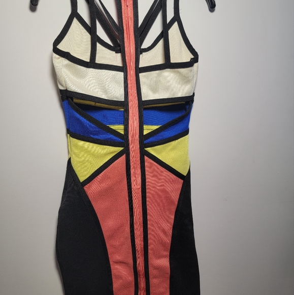 Gold label colorful body con dress / size m - Picture 2 of 3